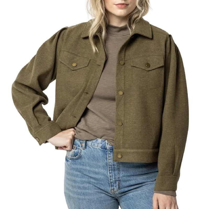 Jean Style Jacket In MilitarySheer Jackets