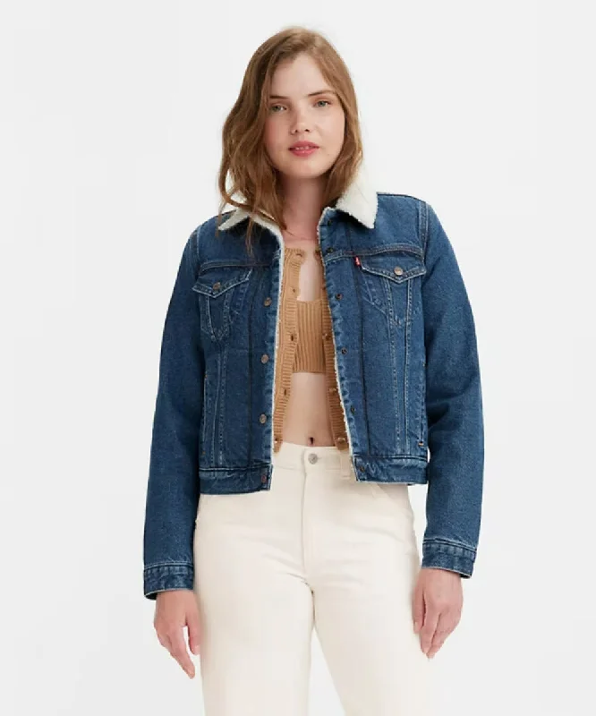 Levi's Women's Original Sherpa Trucker Jacket - Worn In IndigoBomber Jackets