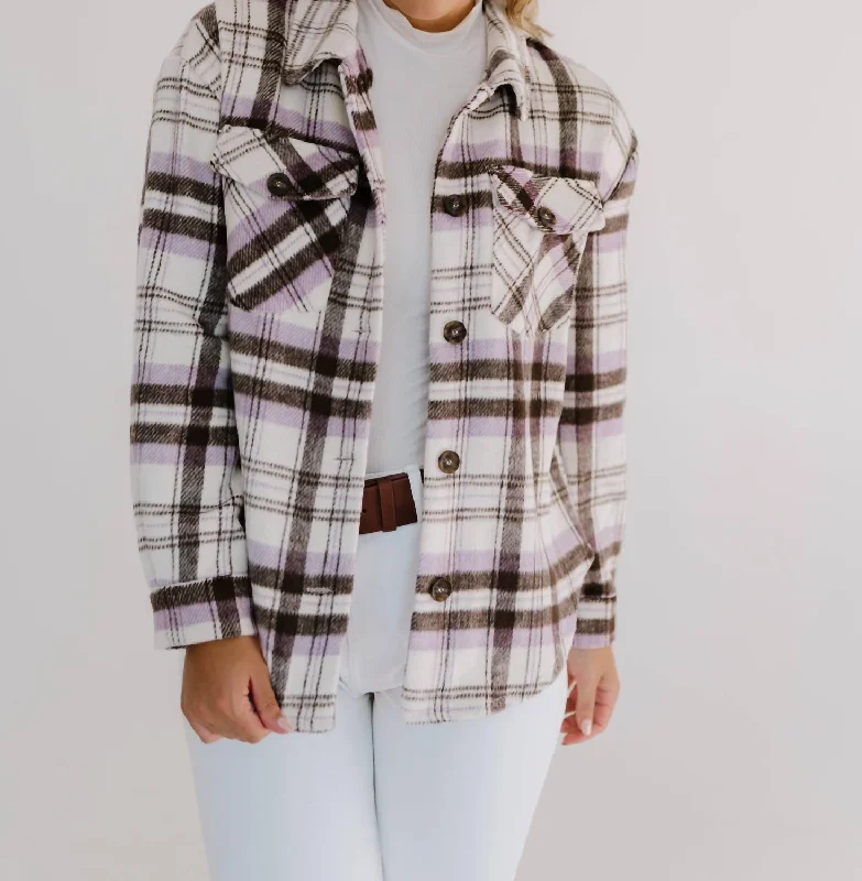 Must Have Plaid Shacket In LavenderLogo Jackets