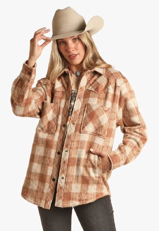 Rock and Roll Womens Plaid ShacketCasual Jackets