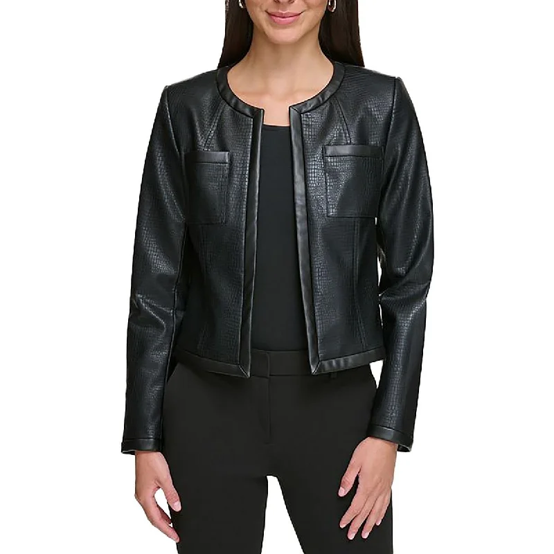 Womens Faux Leather Embossed Leather JacketUrban Jackets