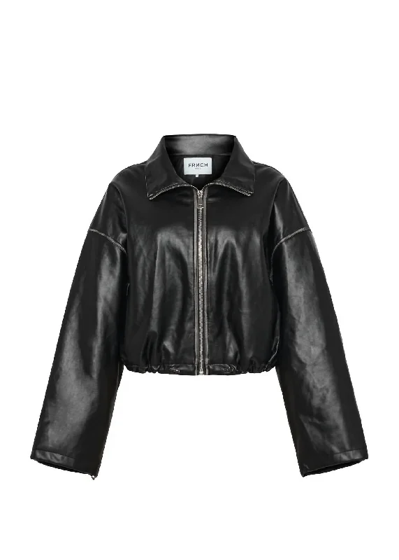 Women's Paquita Leather Jacket In NoirStreetwear Jackets