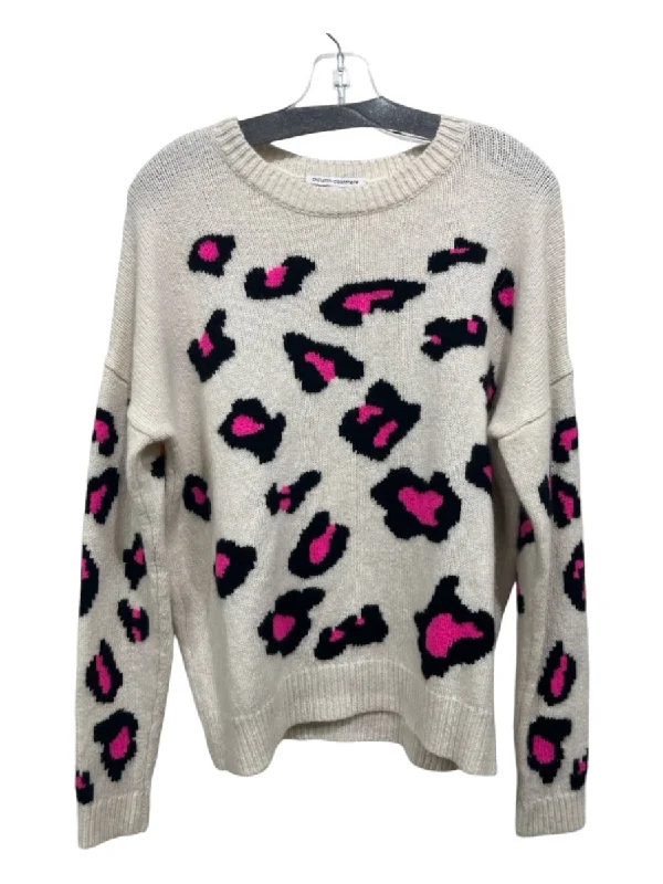 Fall Knit TopsAutumn Cashmere Size M White & Pink Cashmere Animal Print Crew Neck Sweater