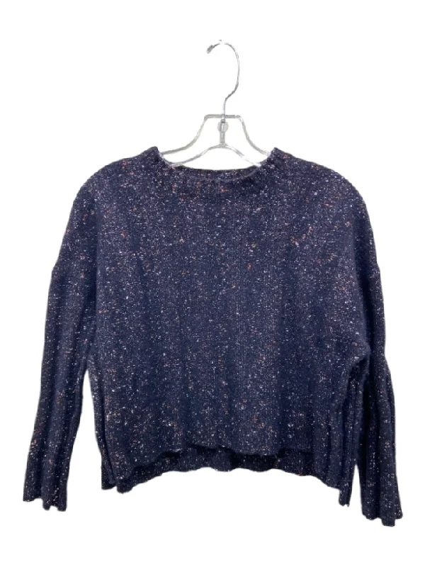 Spring Knit TopsAutumn Cashmere Size S Navy & Copper Merino Blend Crew Neck Metallic Sweater