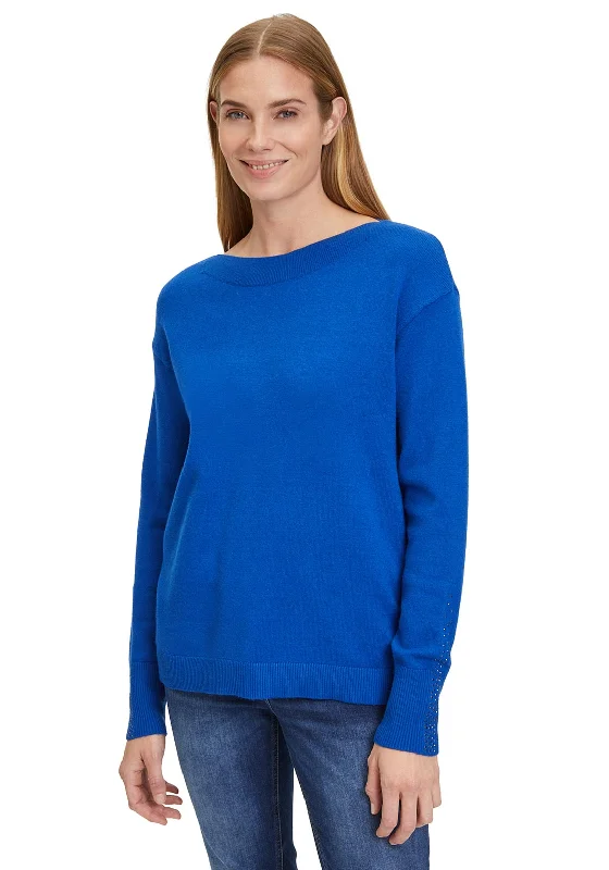 Betty Barclay Boat Neckline Knit Jumper, BlueKnitted Formal