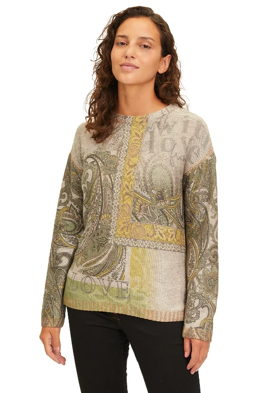 Betty Barclay Embellished Paisley Print Sweater, GreenKnitted Tank