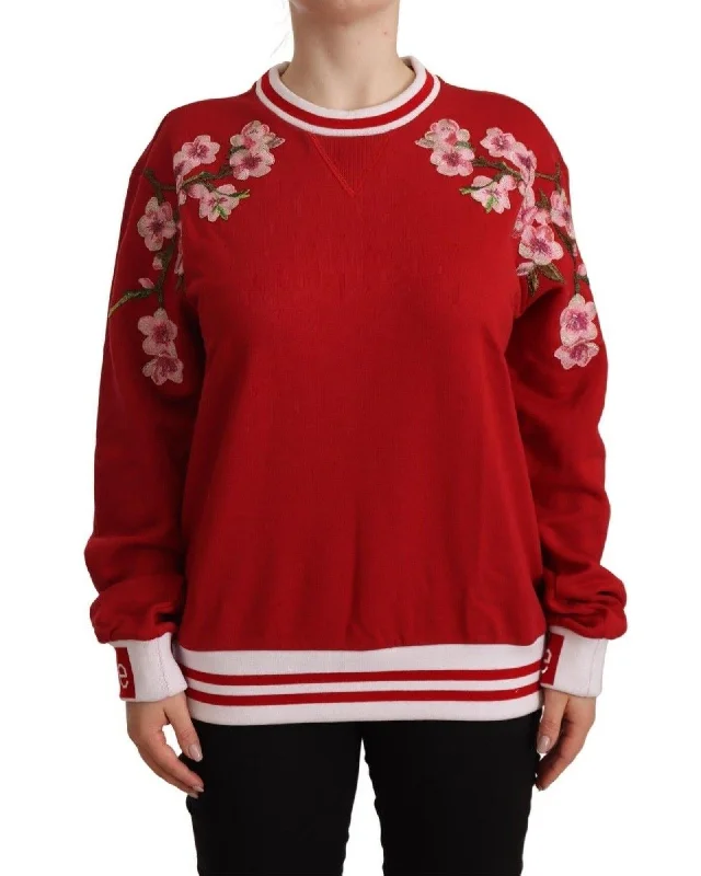 Linen Knit TopsDolce & Gabbana  Women's Flower Embroidered Sweatshirt