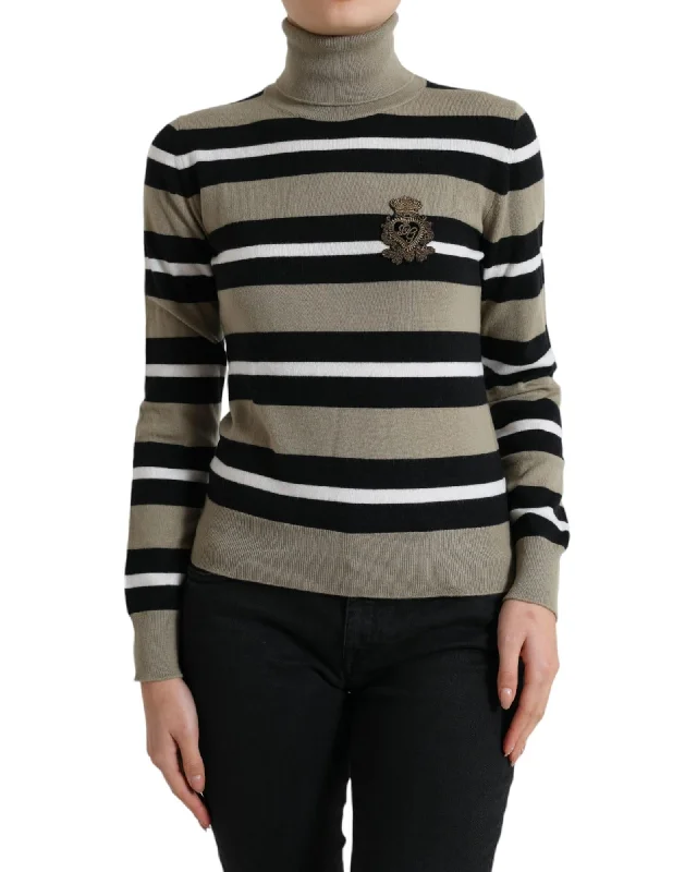 Travel Knit TopsDolce & Gabbana Striped Turtleneck Sweater