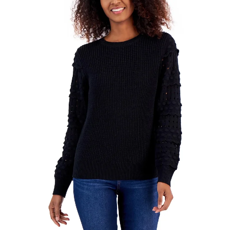 College Knit TopsWomens Clip Dots Crewneck Crewneck Sweater