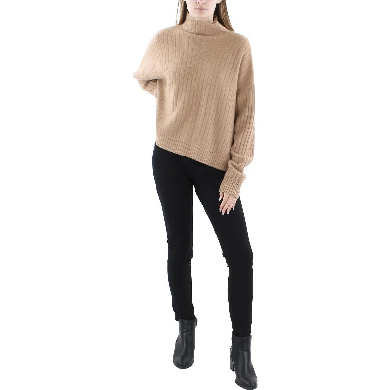 Band Merch Knit TopsWomens Ribbed Long Sleeve Mock Turtleneck Sweater