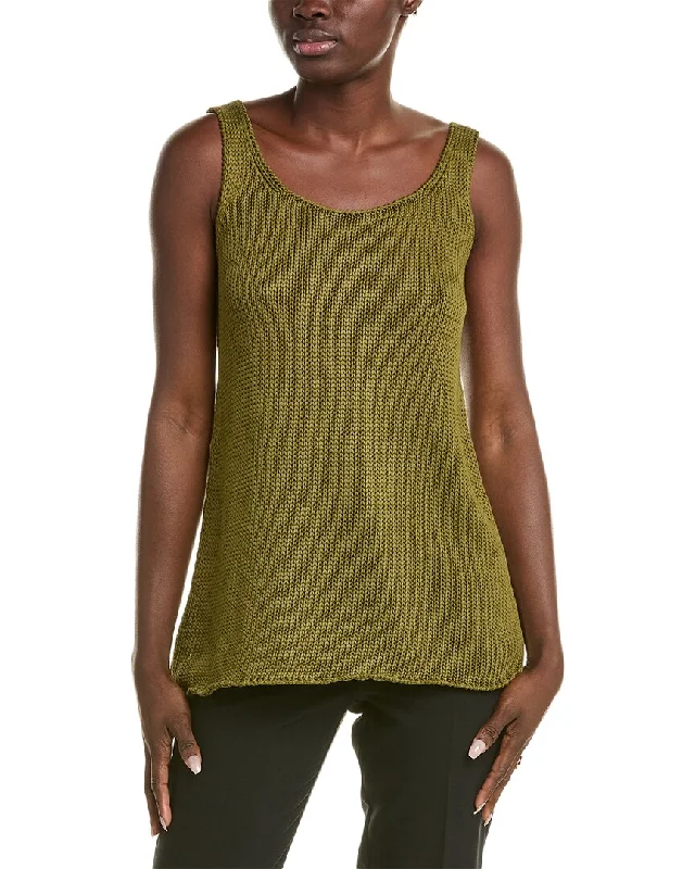 Ruffled Knit TopsLafayette 148 New York Loose Knit Silk-Blend Sweater Tank