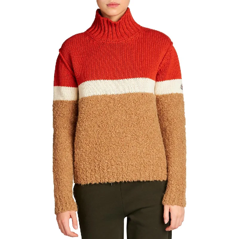 Wool Knit TopsWomens Wool Mixed Media Mock Turtleneck Sweater