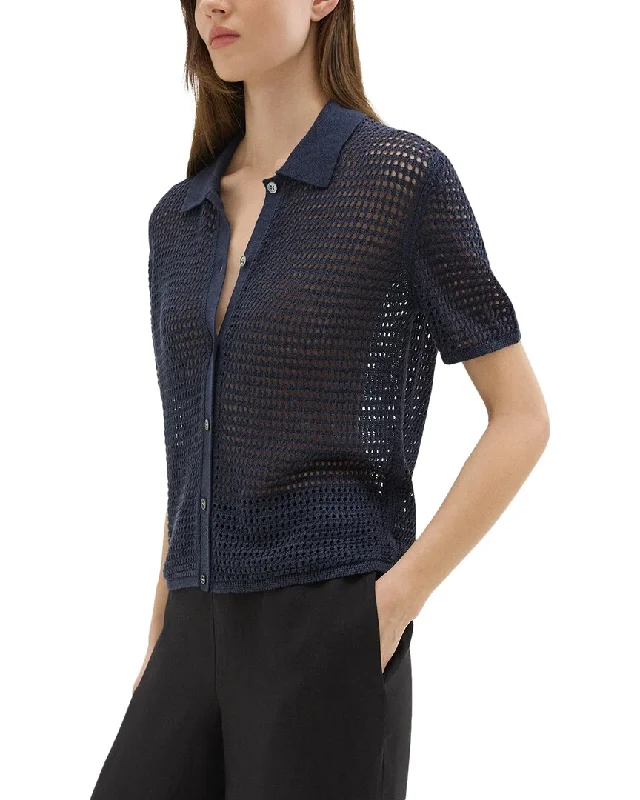 Painted Knit TopsTheory Mesh Linen-Blend Shirt