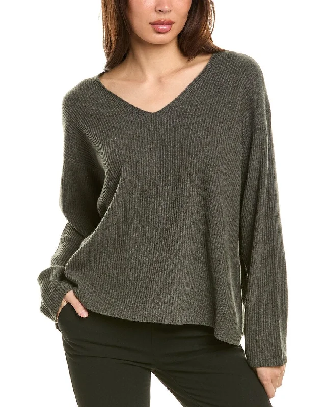 Colorblock Knit TopsEileen Fisher V-Neck Cashmere Boxy Sweater