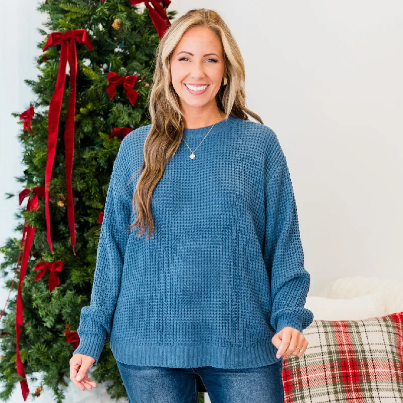 Fleece Knit TopsBreezy Weather Sweater, Dusty Blue