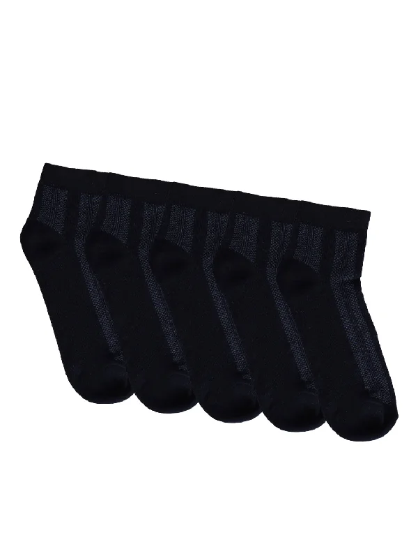 Outdoor Knit TopsMen's Navy Blue Basic Ankle length Socks -Pack of 5