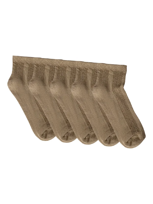 Fishing Knit TopsMen's Beige Basic Ankle length Socks -Pack of 5