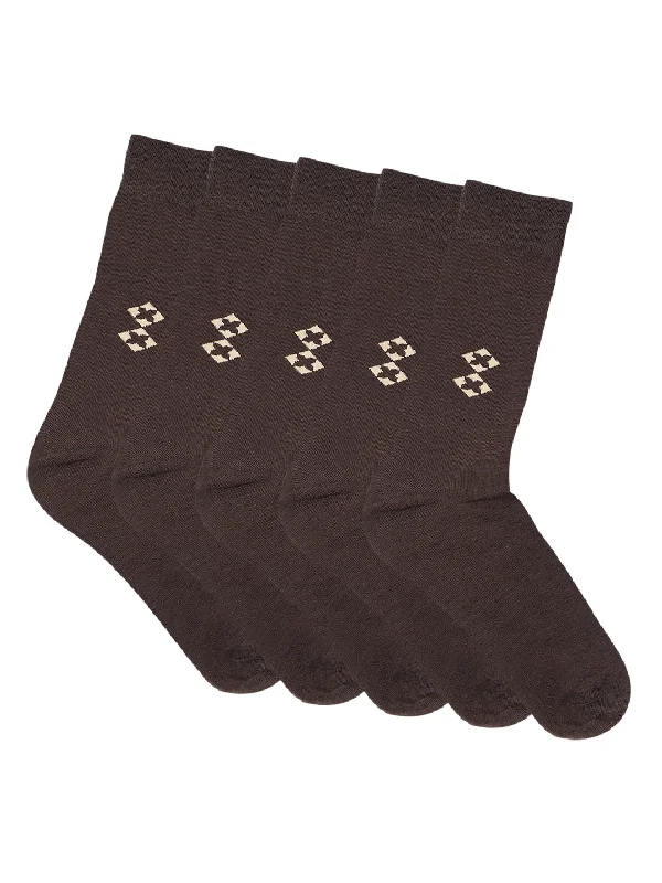 Branded Knit TopsMen's Brown Basic Crew length Socks -Pack of 5