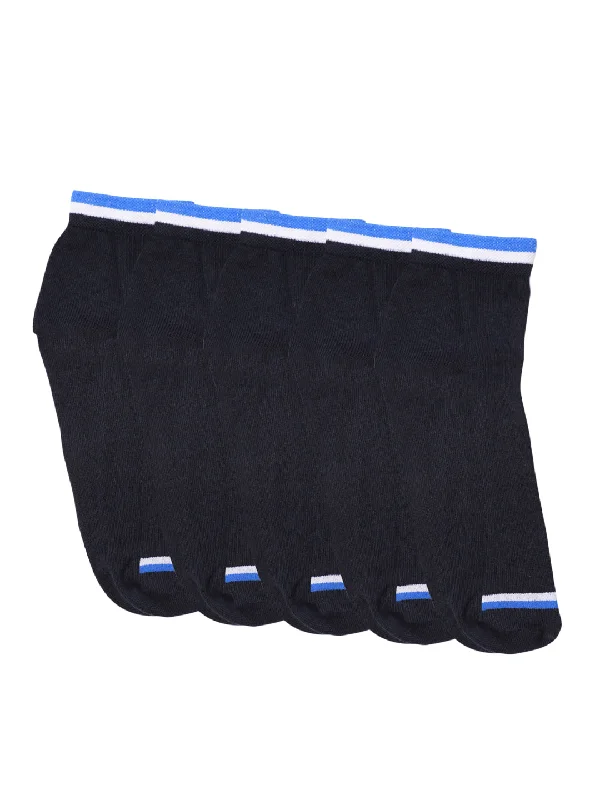 Fringed Knit TopsMen's Navy Blue Basic Ankle length Socks -Pack of 5