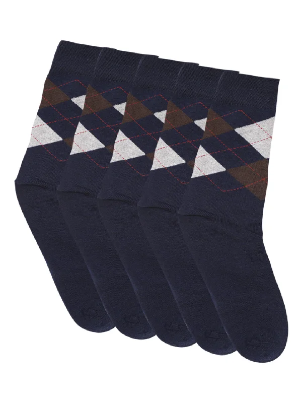 Alpaca Knit TopsMen's Navy Blue Basic Crew length Socks -Pack of 5