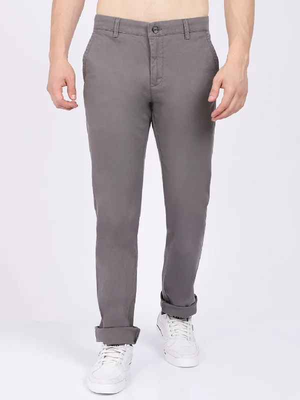 Recycled Fabric Knit TopsMen's Casual Flat front Grey  Trousers