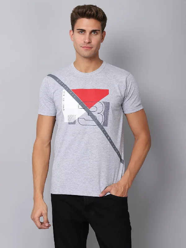 V-Neck Knit TopsMen's Grey Melange T-Shirt