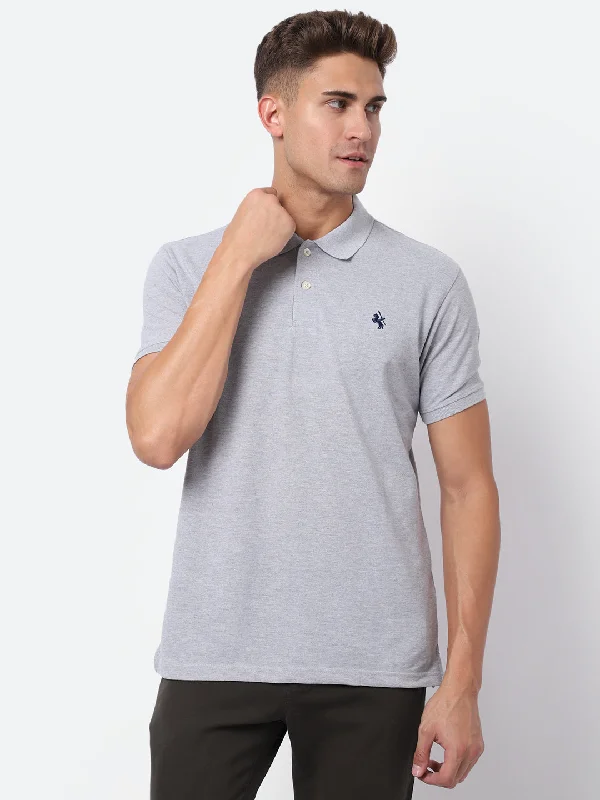 Wool Knit TopsMen's Grey Melange T-Shirt