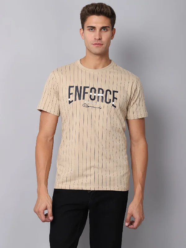 Spring Knit TopsMen's Light Brown T-Shirt