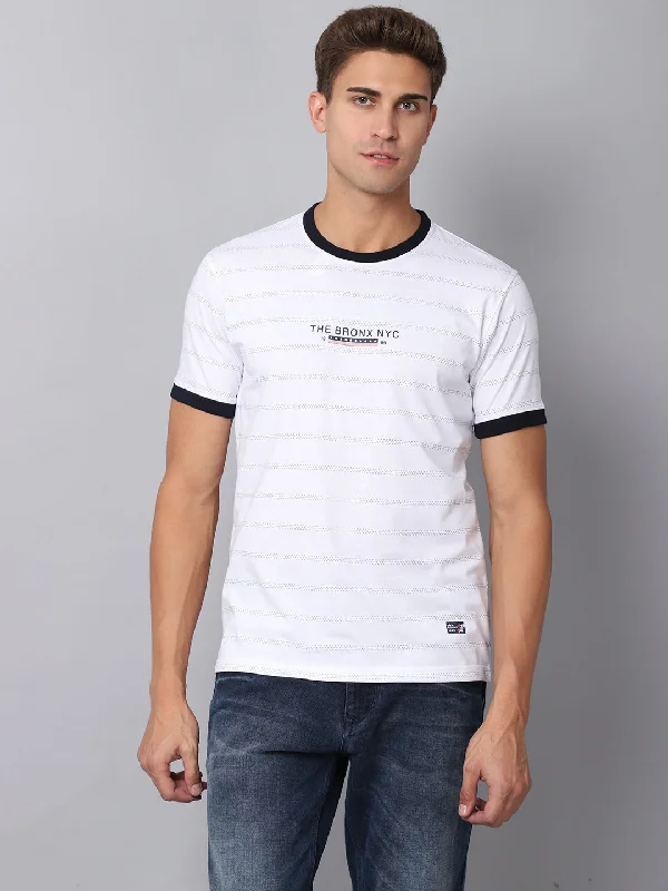 Lace-Up Knit TopsMen's White T-Shirt