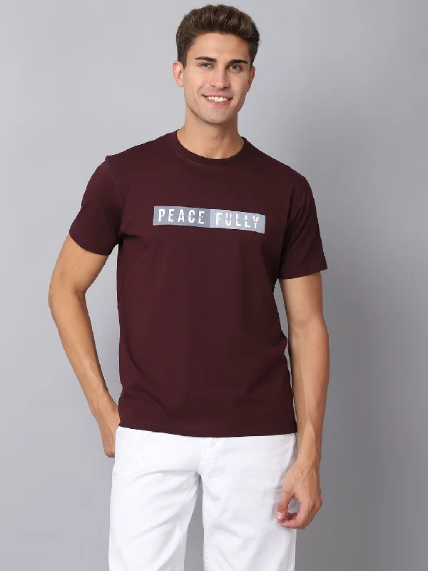 Metallic Knit TopsMen's Wine T-Shirt