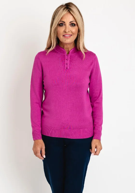 Castle Of Ireland Diamante Notch Collar Sweater, Rose ParfaitKnitted Fine