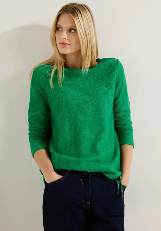 Cecil Textured Drawstring Sweater, Easy GreenKnit Patterned