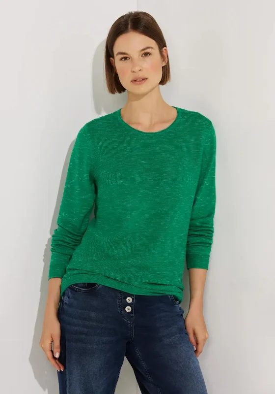 Cecil Ribbed Knit Sweater, Heather Easy GreenKnit V-Neck