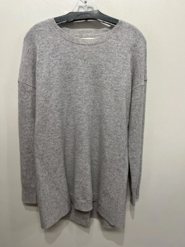 Embellished Knit TopsCynthia Rowley Size M Gray Cashmere Ribbed Neck Ribbed Detail Sweater