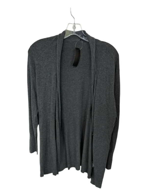 Band Merch Knit TopsEileen Fisher Size M Charcoal Viscose Blend Long Sleeve Buttons Sweater