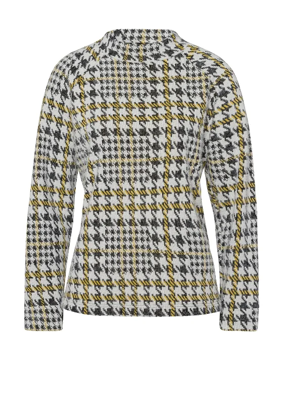 Frank Walder Houndstooth Fluffy Sweater, YellowKnit Button-Up