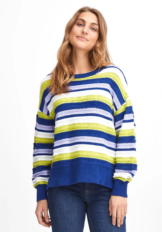 Fransa Striped Sweater, Dark Citron MixKnitted Striped