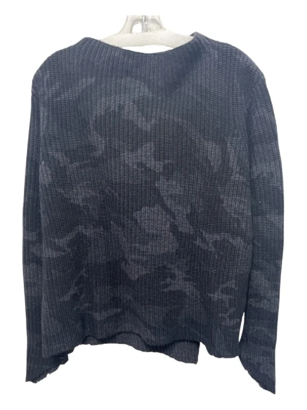 Glitter Knit TopsGeneration Love Size M Dark Gray Cashmere & Wool Boat Neck Rib Knit Camo Sweater