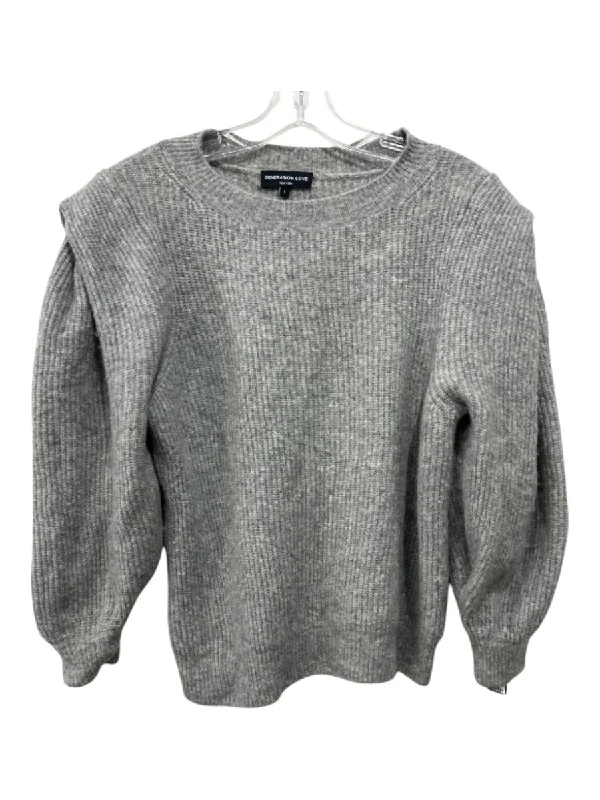 Graphic Knit TopsGeneration Love Size S Light Grey Wool & Polyamide Blend Puff Sleeves Sweater