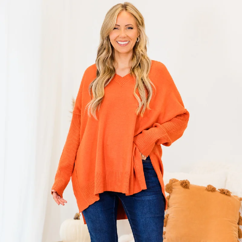 Sheer Knit TopsHayride Harvest Sweater, Rust