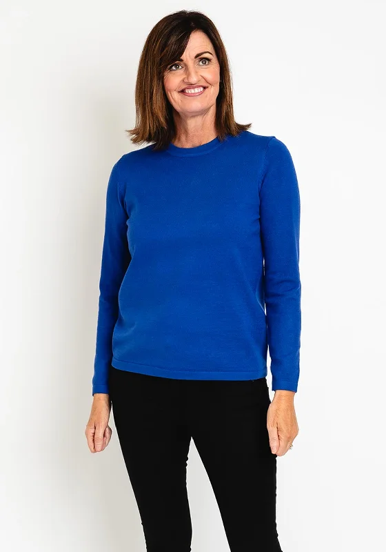 Natalia Collection Round Neck Sweater, Cobalt BlueKnitted Sheer