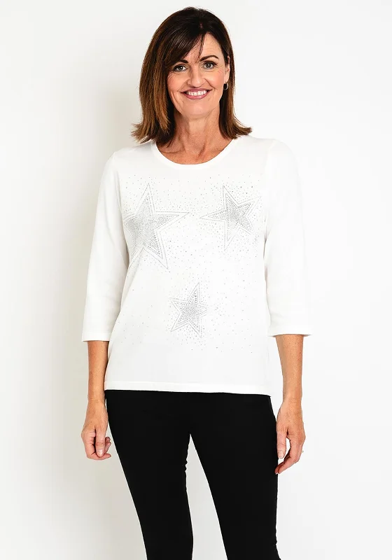 Natalia Collection Star Embellished Sweater, IvoryKnitted Textured