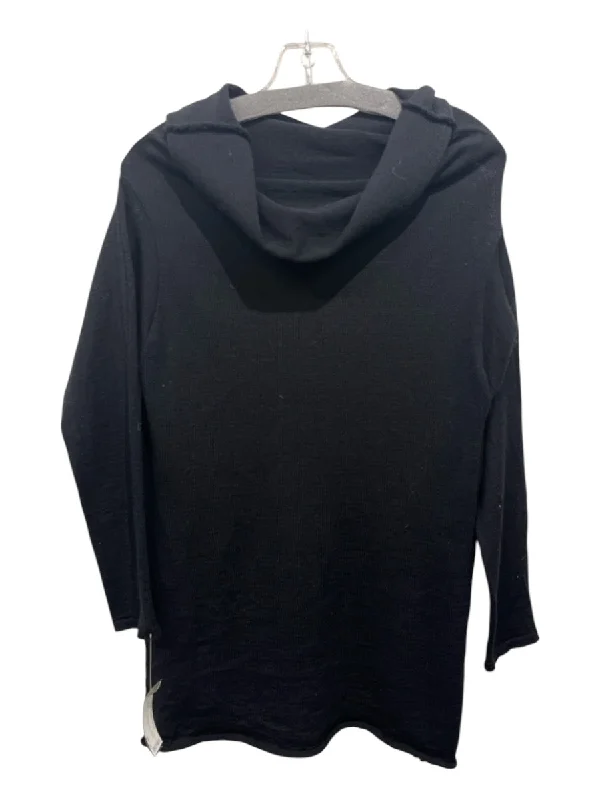 Cashmere Knit TopsIvan Grundahl Size L Black Wool Cowl Neck Long Sleeve Tunic Length Sweater