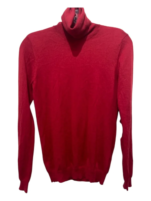 Recycled Fabric Knit TopsJoseph Size S Red Cashmere Turtle Neck Long Sleeve Thin Knit Sweater