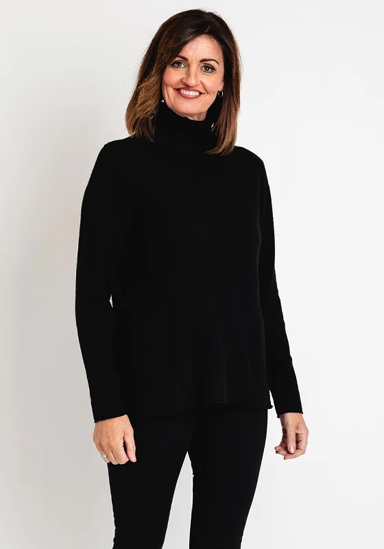 Serafina Collection Ribbed Detailing Sweater, BlackKnitted Fall