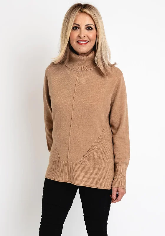 Serafina Collection Ribbed Detailing Sweater, CamelKnit Spring