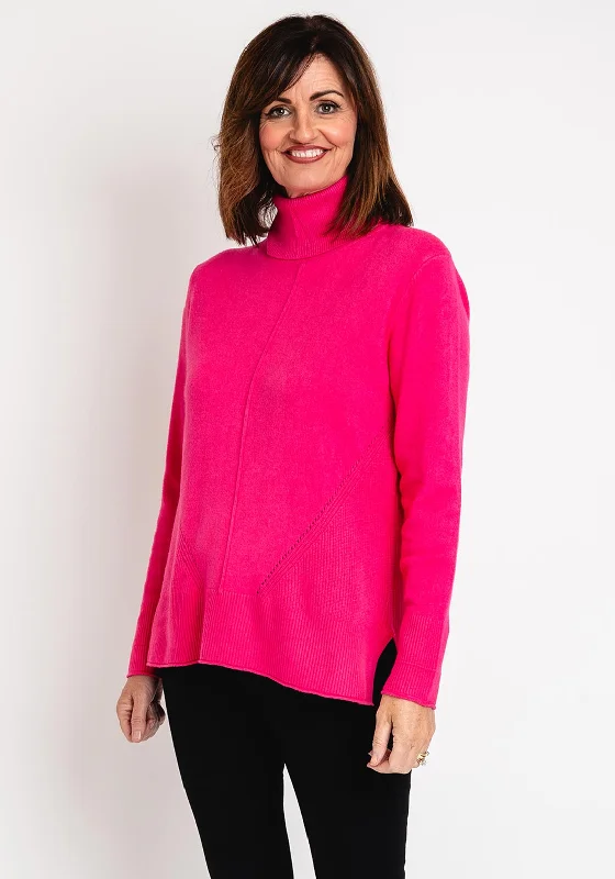 Serafina Collection Ribbed Detailing Sweater, FuchsiaKnitted Spring