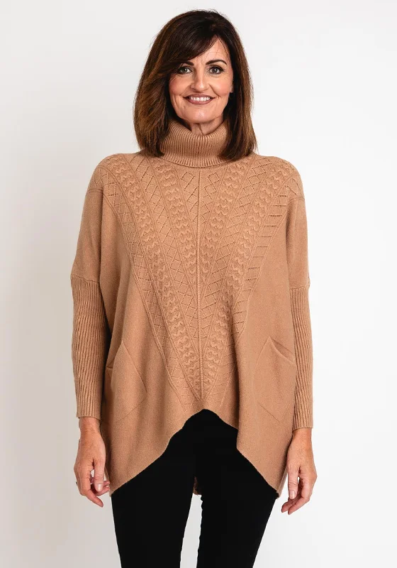 Serafina Collection Cable Knit Jumper, CamelKnit Layered