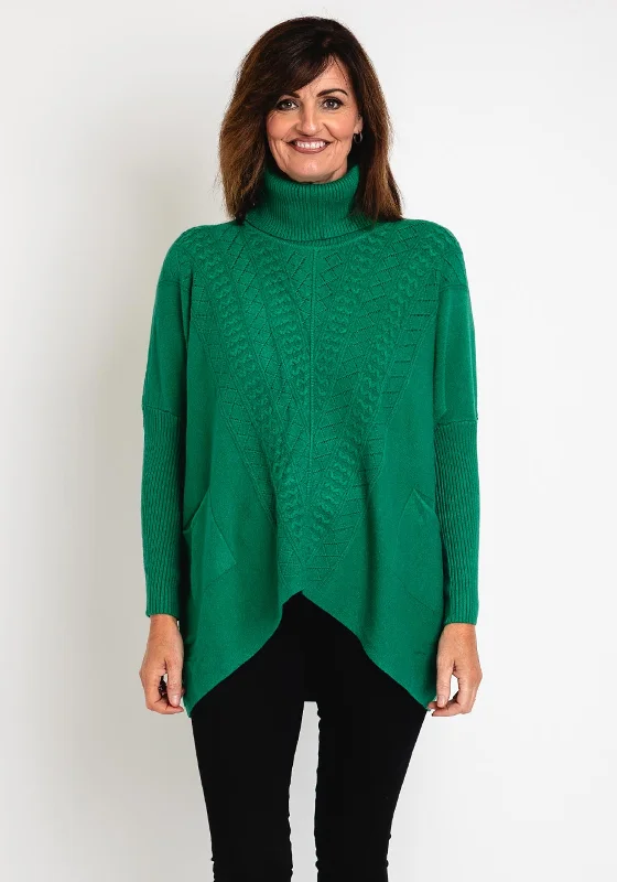 Serafina Collection Cable Knit Jumper, GreenKnitted Beaded