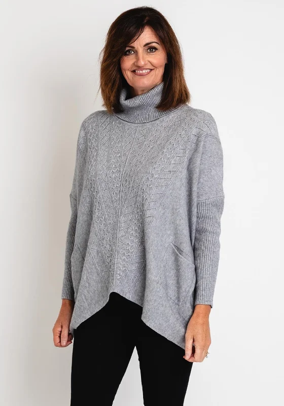 Serafina Collection Cable Knit Jumper, GreyKnitted Sheer